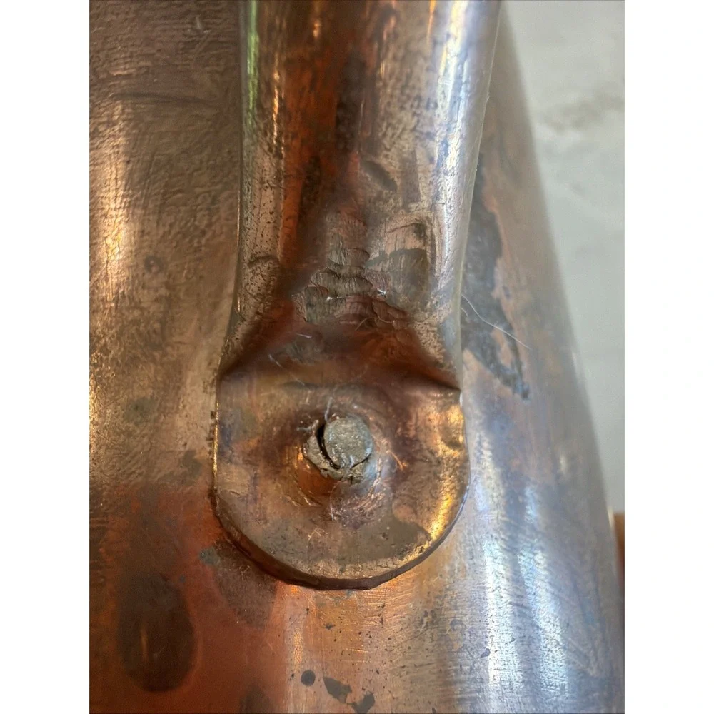 Antique Solid Copper Dairy Milk Measure Pitcher Hand Riveted Farmhouse 7